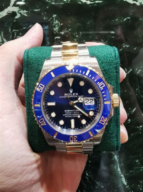 rolex submariner half gold blue|rolex submariner price list.